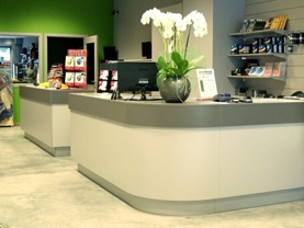 Toonbank top winkelbalie met hoog blad